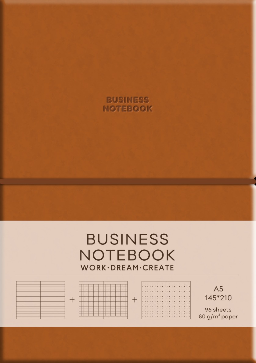Блокнот А5/96 арк. "Школярик" Business /A5-7135Brown/ == обкл.поліуретан м'яка, крем блок, 80г/м2 "Brown" (1/12)