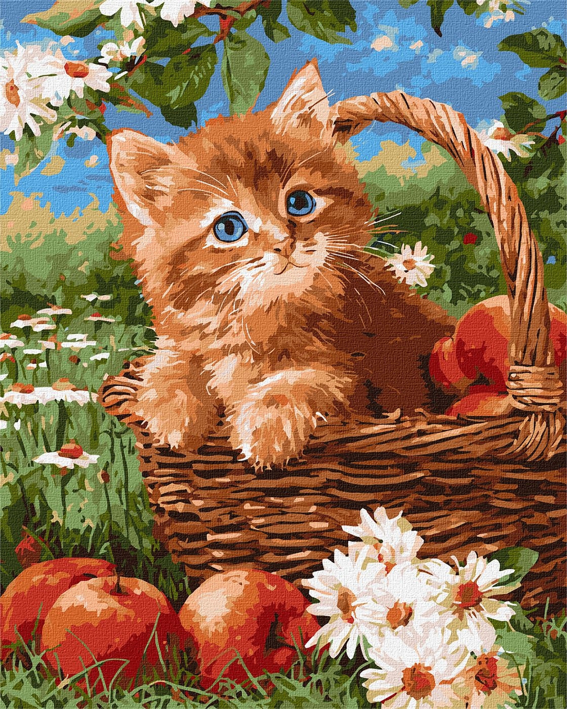 Painting by numbers "Ideyka" /KHO6920/ "Red kitten and apples" 40*50 cm