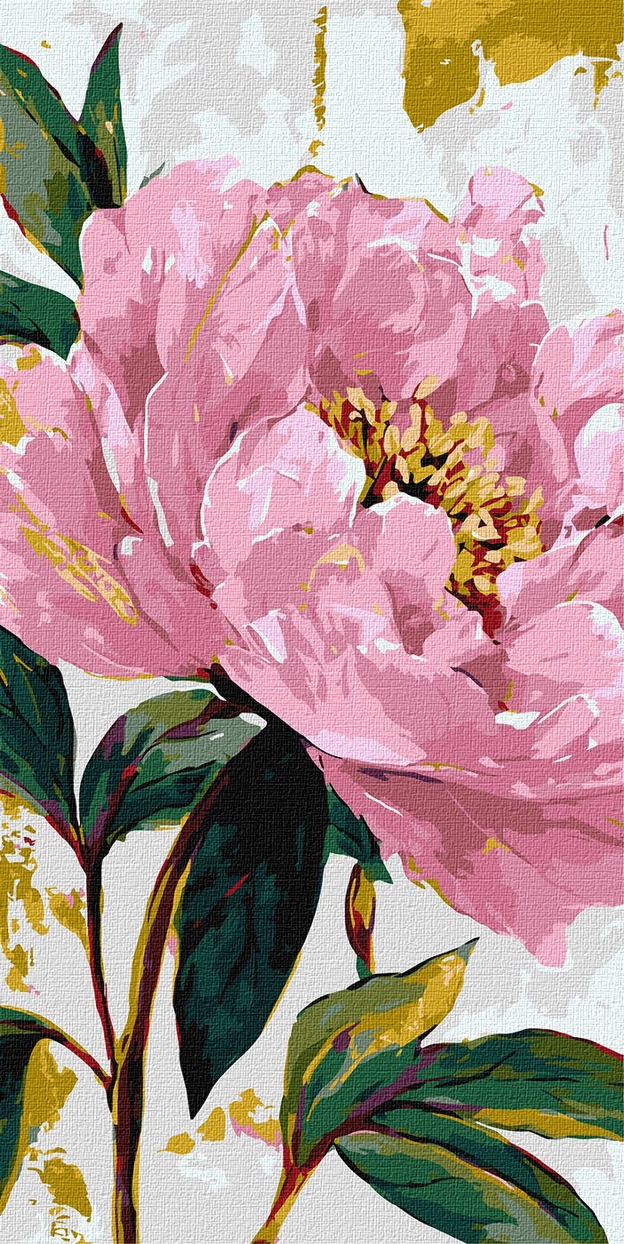 Painting by numbers "Ideyka" /KHO3359/ "Soft colors of peonies with metallic paints" 40*80 cm