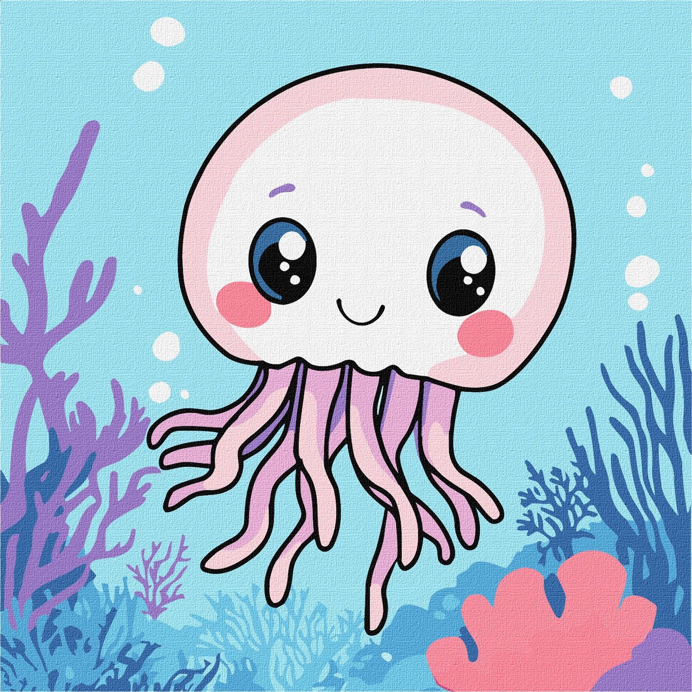 Painting by numbers "Ideyka" /KHO1268/ "Summer. Cheerful jellyfish" 25*25cm