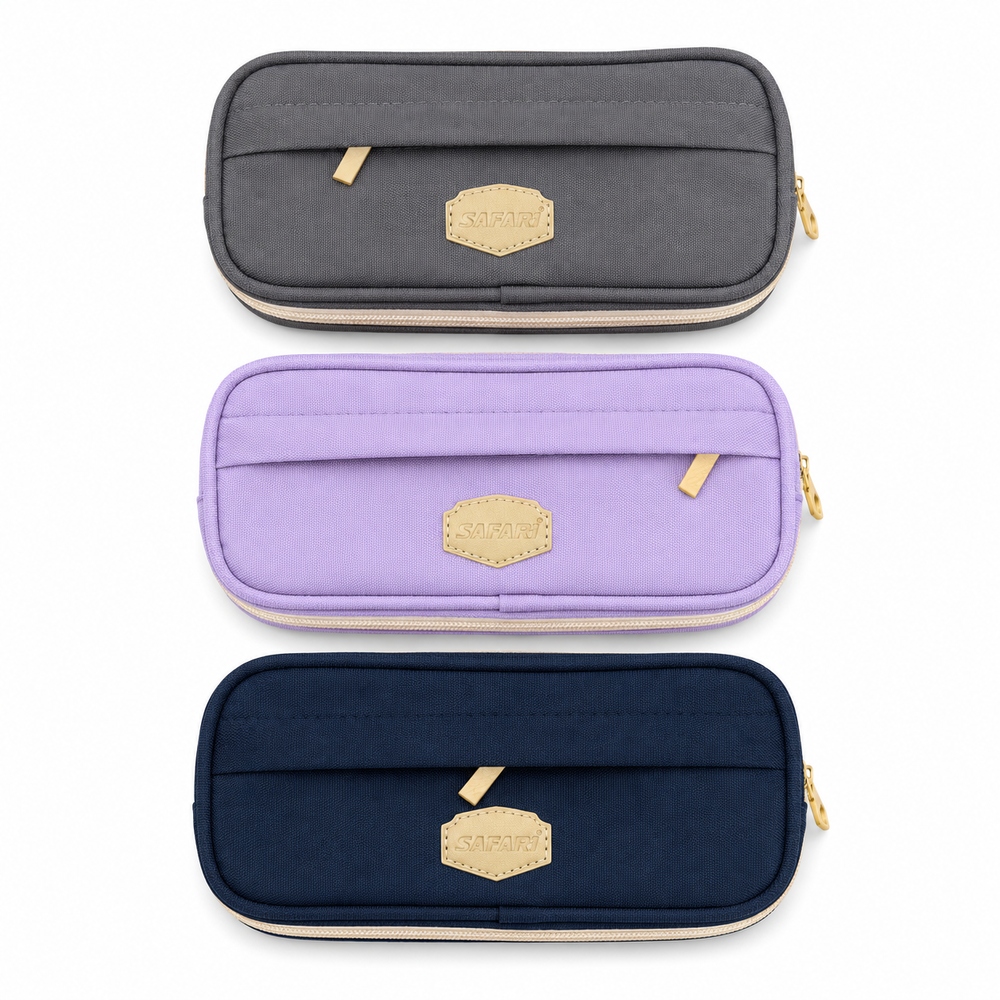 Pencil case "SAFARI" /26744S/ 2 compartments, with a pocket, 21.5x6.5x8.5cm, mix (1/24/144)