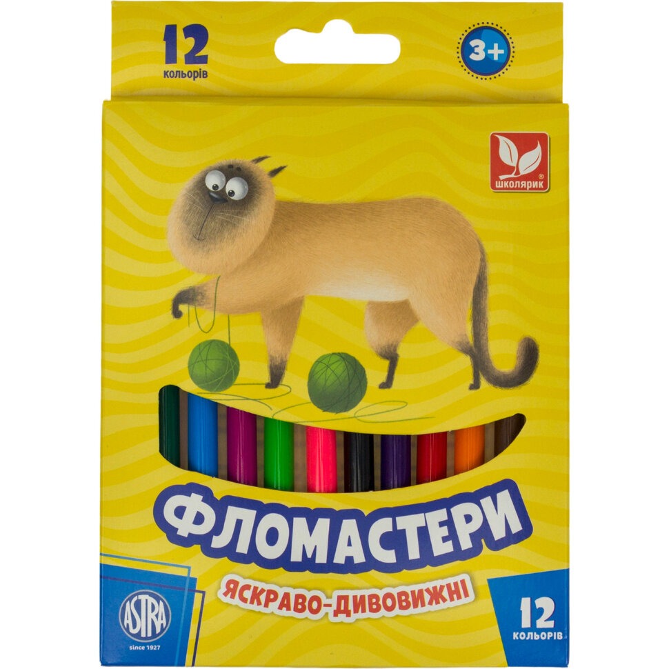 Felt-tip pens "Schoolboy" 12 pcs. /314107001-UA/ (1/12)