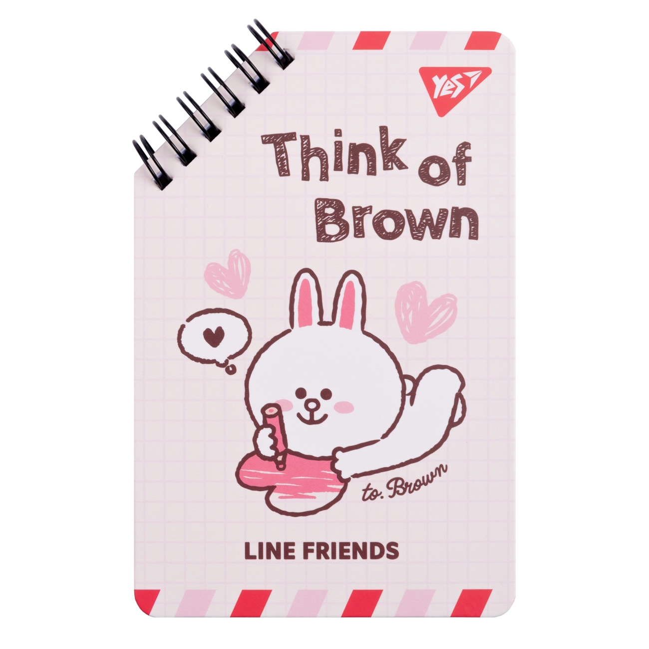 Notepad 95x145/60 double spiral "YES" /151755/ "Line Friends" Think of Brown (1/30/60)