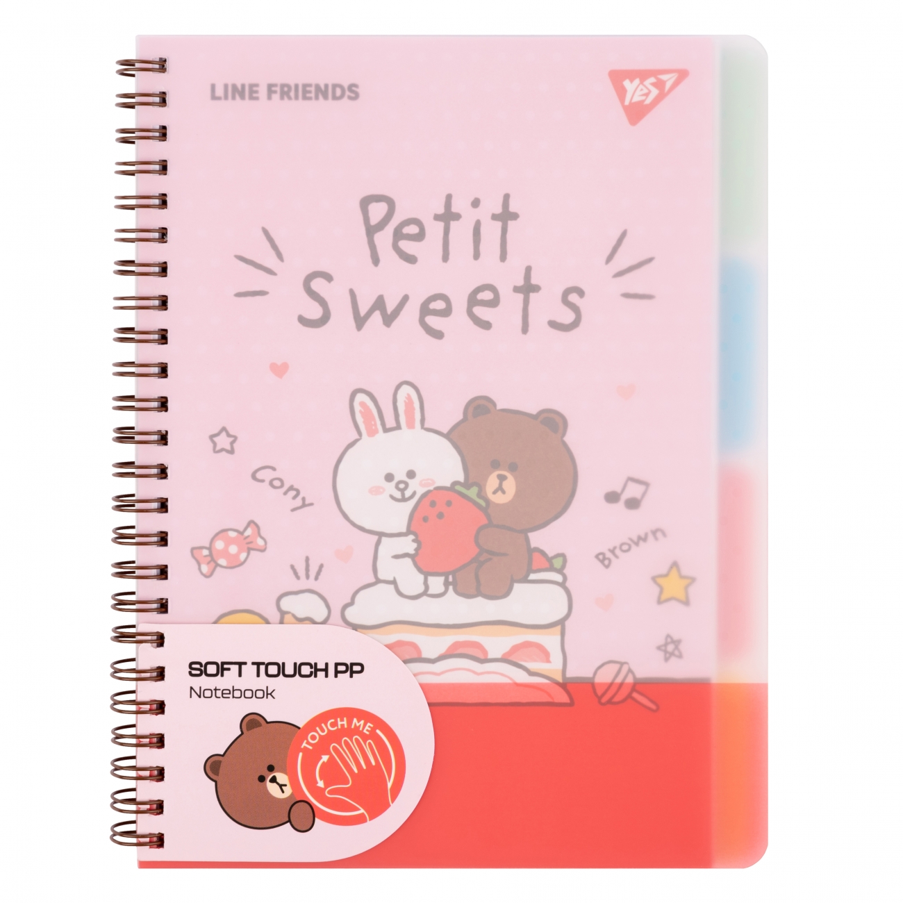 Notepad A5/80 spiral "YES" /765737/ "Line Friends" soft-touch, plastic cover (1/40)