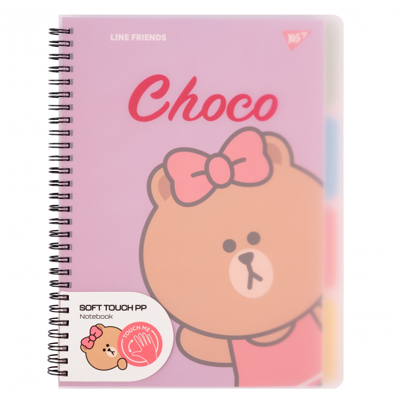 Notebook B5/80 spiral "YES" /765740/ "Line Friends. Choco" soft-touch, plastic cover (1/30)