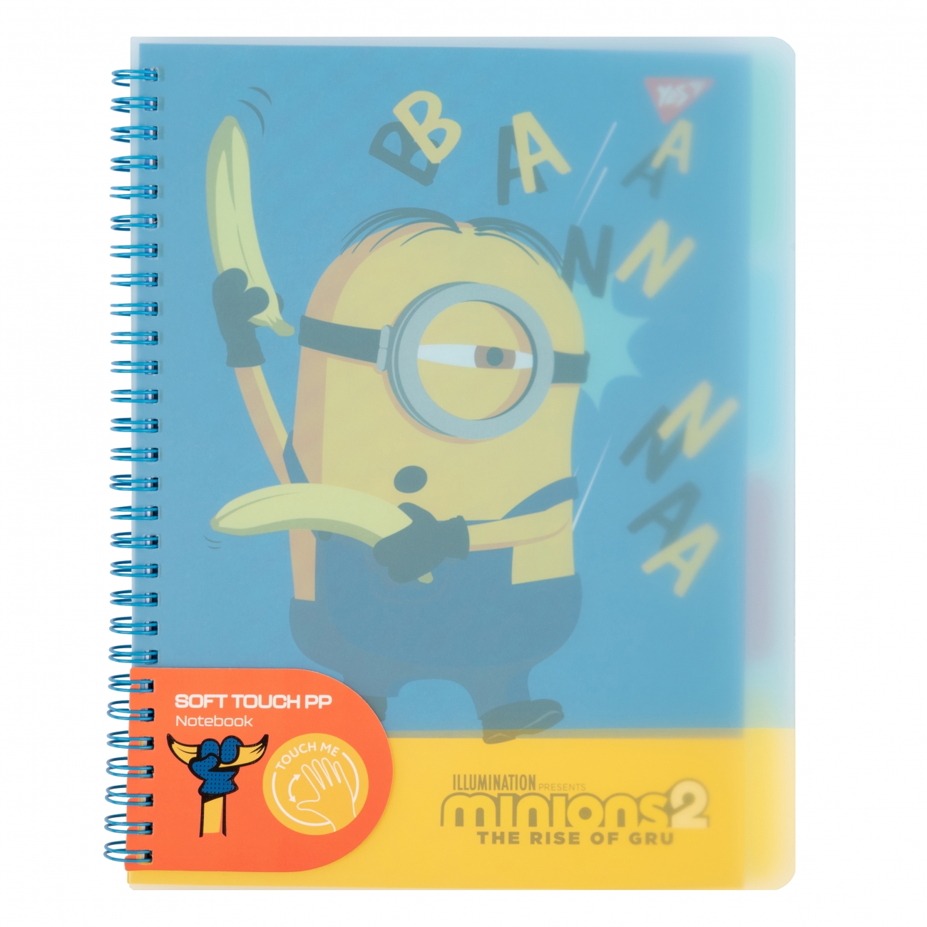 Notebook B5/80 spiral "YES" /765743/ "Minions" soft-touch, plastic cover (1/30)