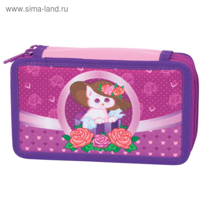 Пенал "TIGER" /1735DE/ 2 відд., б/н,Cat in Basket, (girls) (1/24)
