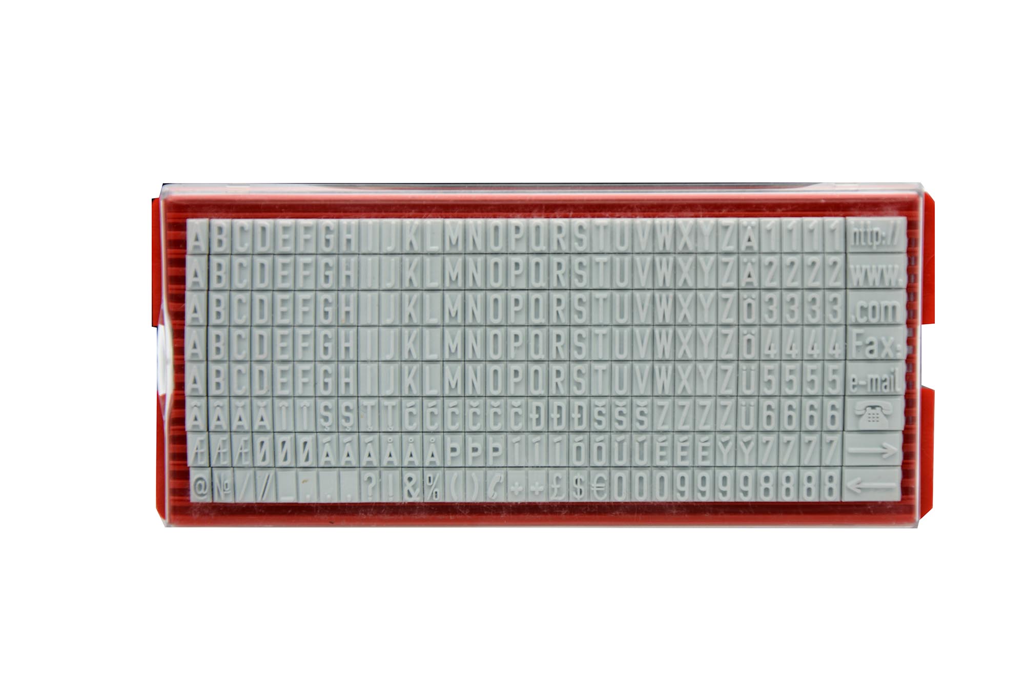 Letter box COLOP Typeset 4 mm Lat (2 legs), Latin
