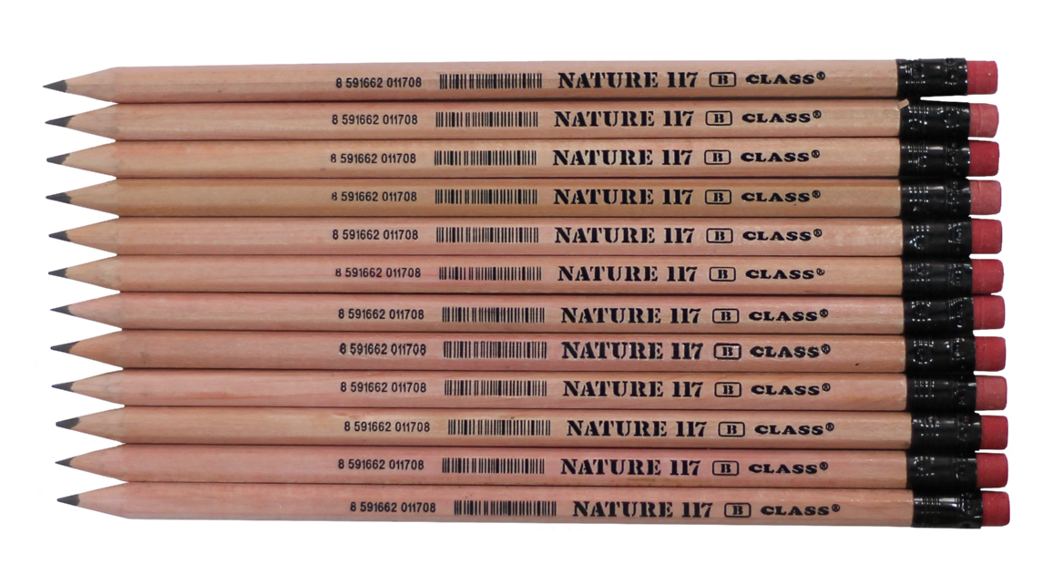 Pencil pr. "CLASS" /117/ "Nature" B with eraser (12/48/288)