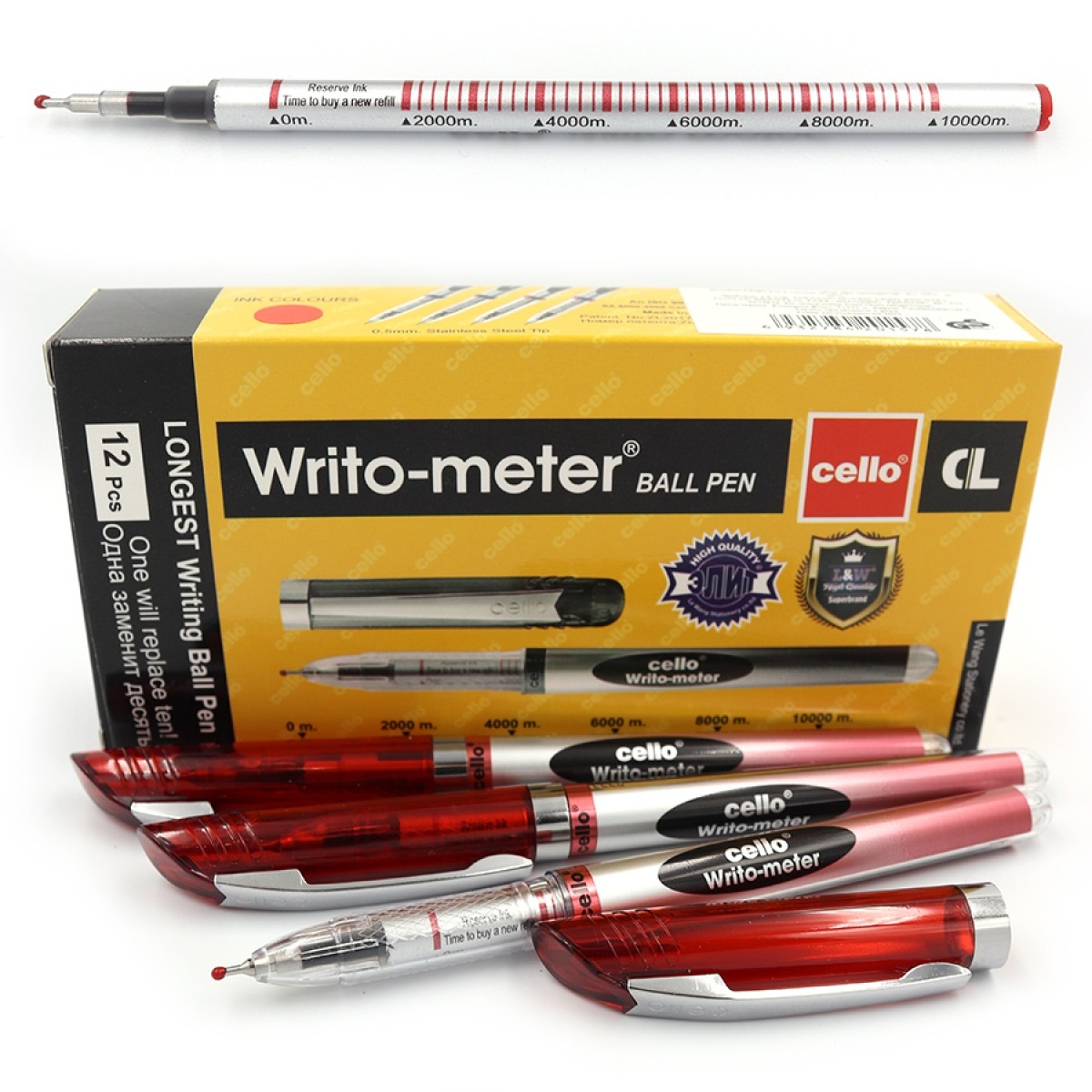 Ballpoint/oil pen CELLO /CL-8048/ "Writo-meter" 10km 0.5mm red (12/72/864)
