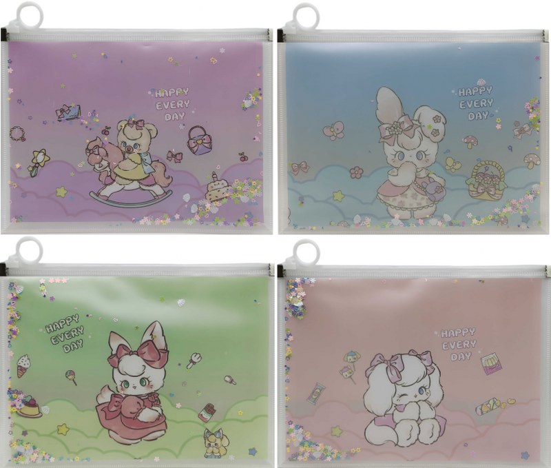 Folder with a runner A5+ /504/ layer (24*18.5 cm) "Loose sequins - Bunny, dog" (12)