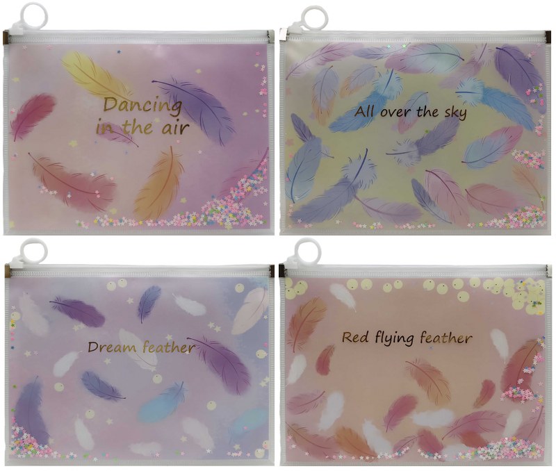 Folder with a runner A5+ /152/ layer (24*18.5 cm) "Loose sequins-Feathers" (12)
