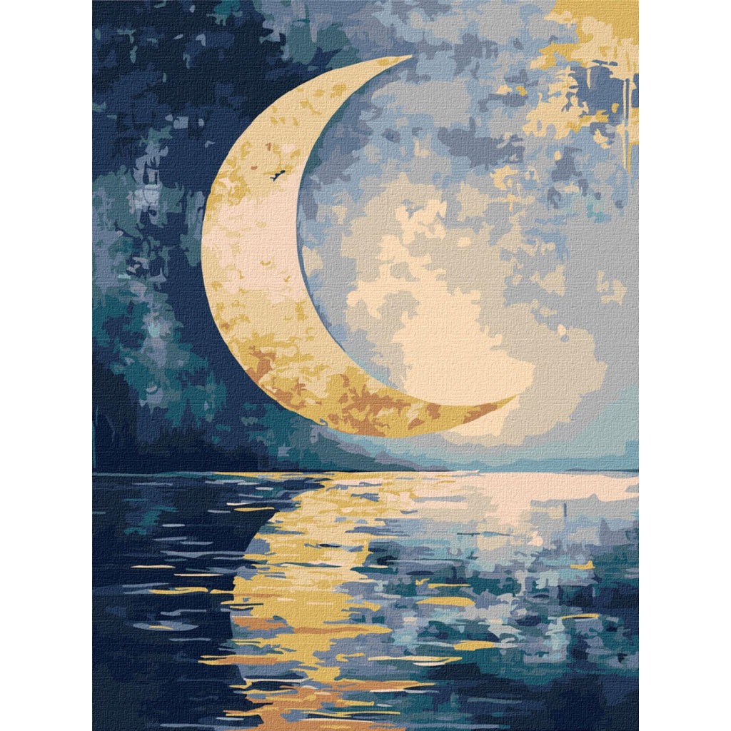 Paint by number "Ideyka" /KHO5158/ "Impression of the moon with extra metallic paints" 30*40 cm