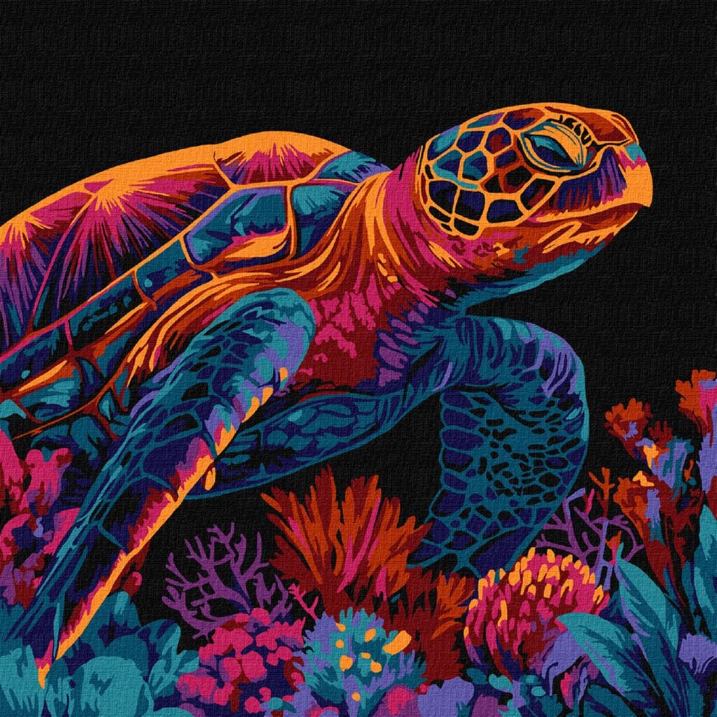 Painting by numbers "Ideyka" /KHO5182/ "Mysterious turtle" 30*30cm