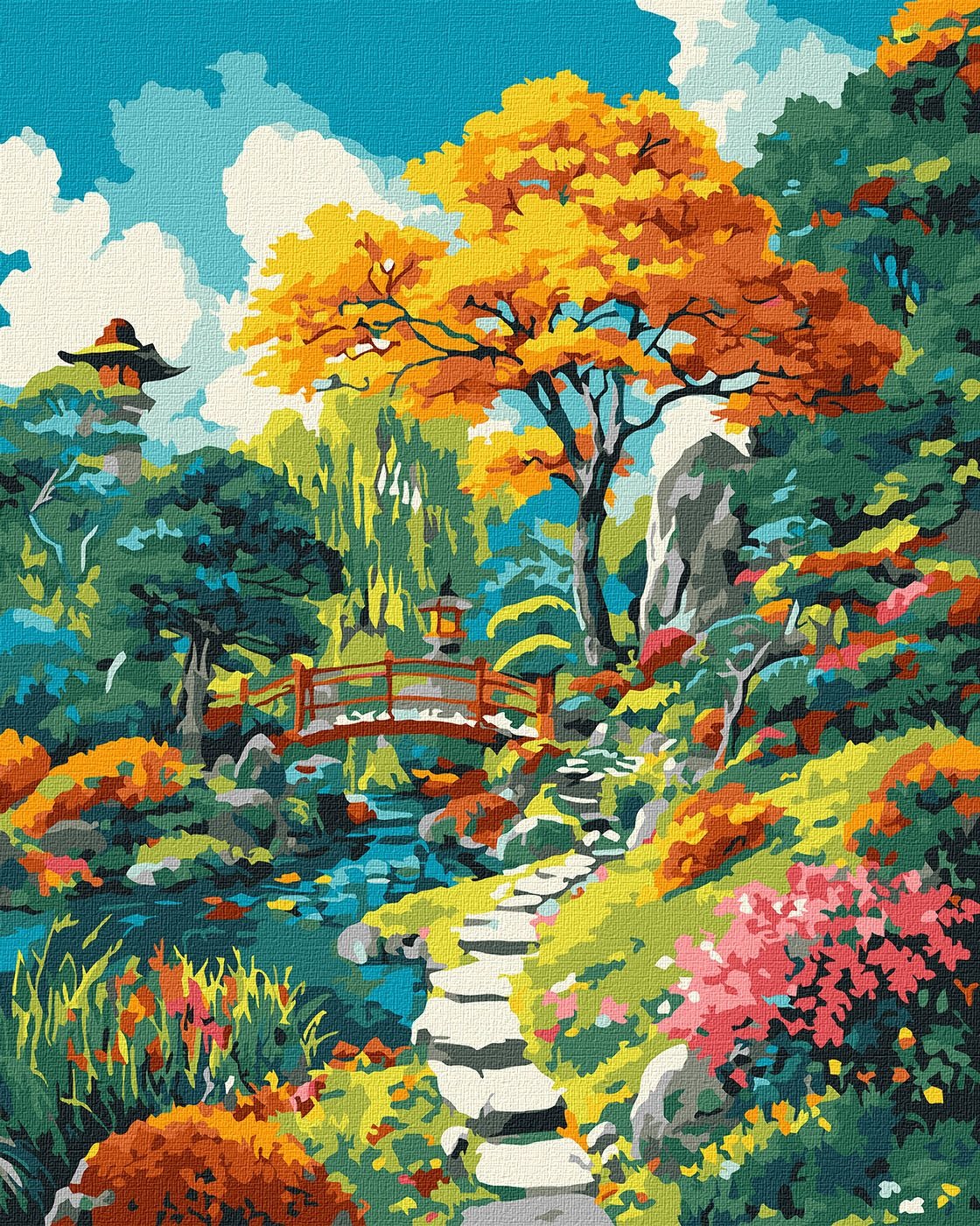 Painting by numbers "Ideyka" /KHO6413/ "Autumn Japanese courtyard" 40*50 cm