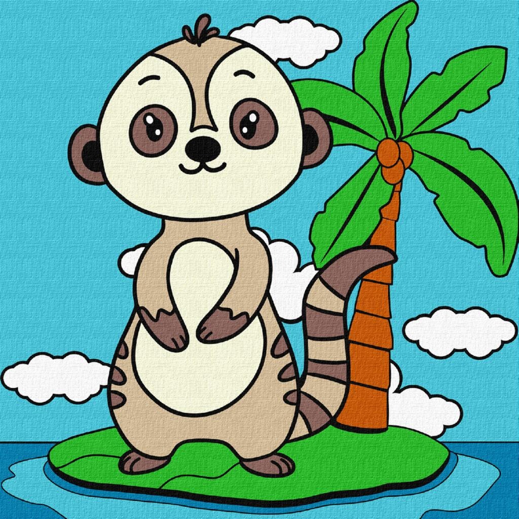 Picture by number "Ideyka" /KHO9069/ "Lemur" 25*25 cm