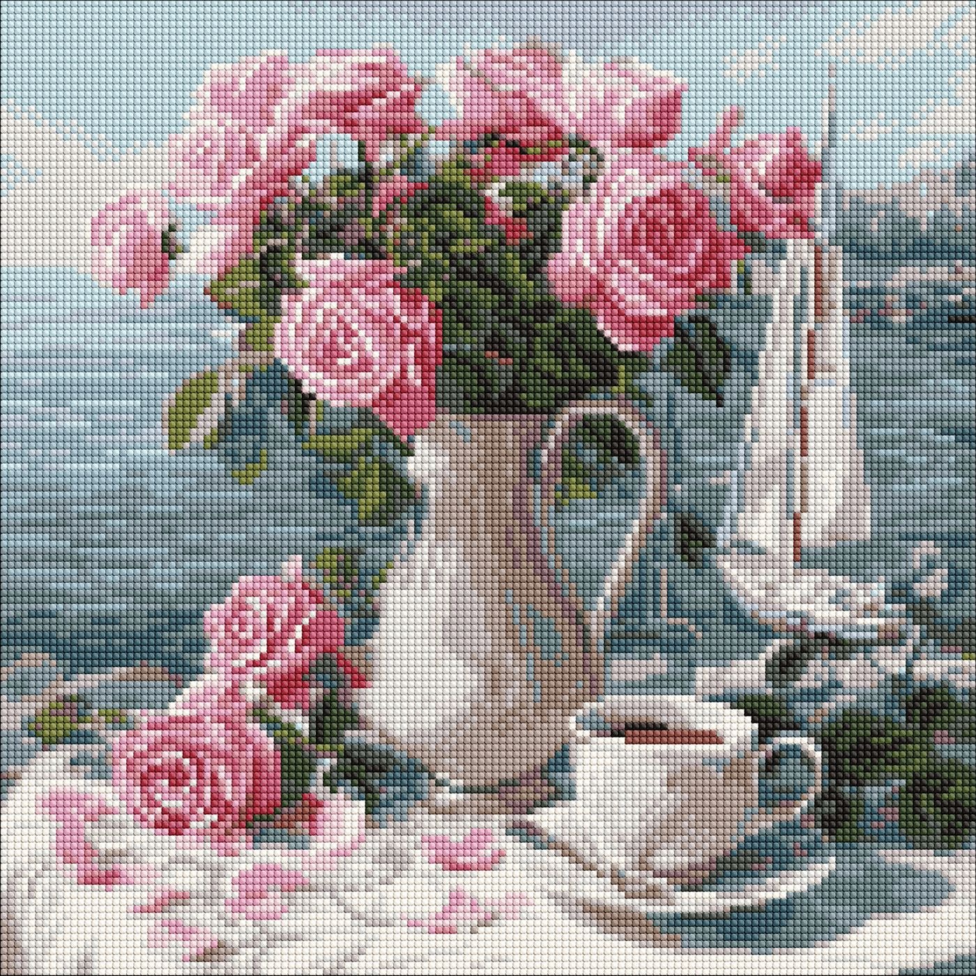 Diamond mosaic "Ideyka" /AMO8341/ "Morning roses" 40*40cm