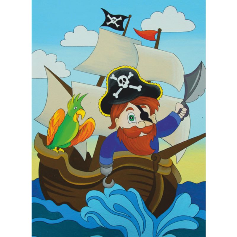 Painting on cardboard with outline "ROSA START" 20*30 Cartoon #31 "Pirate on a ship" /023/ WITHOUT PAINTS