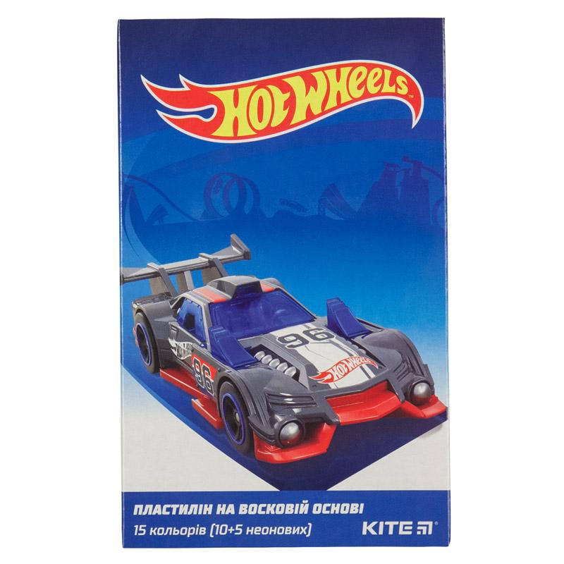 Пластилін восковий "Kite" 15кол. 225гр /HW19-087/ "Hot Wheels" (1/36)