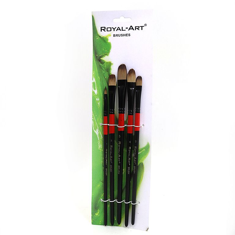 Set of brushes "Royal-Art" nylon /RA-387/ 5 pcs (1,2,3,4,5) flat oval (1/24/360)