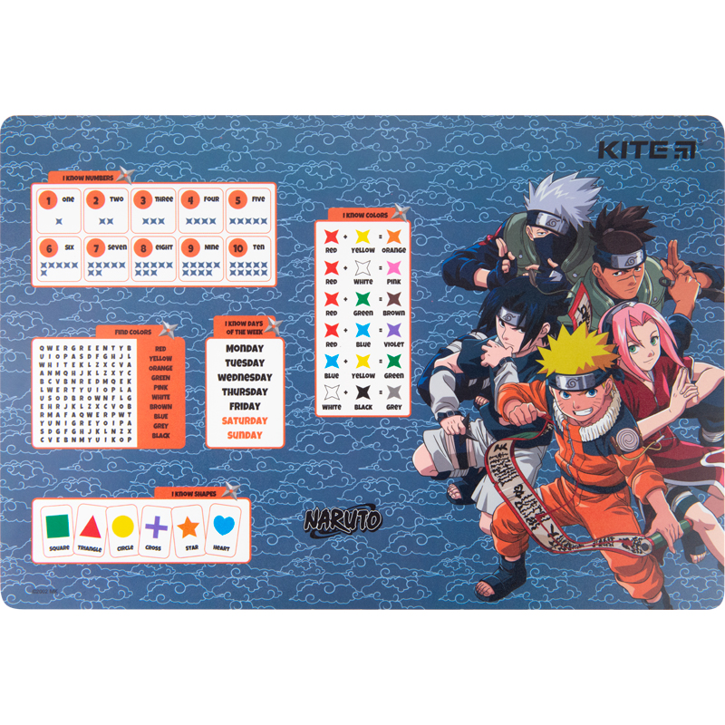 Підкладка настільна "Kite" /NR23-207/ 42,5x29см, PP "Naruto" (1/10/200)