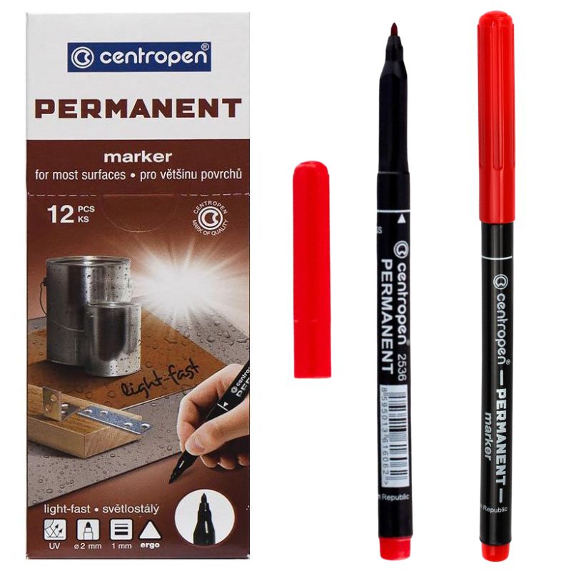 Маркер "Centropen" /2536/02/ перманентний, червоний (12)