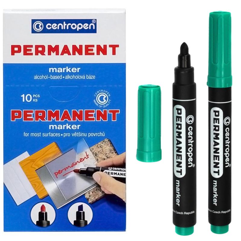 Маркер "Centropen" /8566/04/ перманентний КРУГЛИЙ, зелений (10/200)
