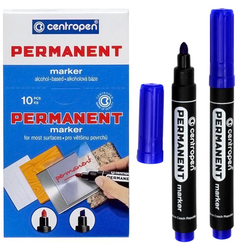 Маркер "Centropen" /8566/03/ перманентний КРУГЛИЙ, синій (10/200)