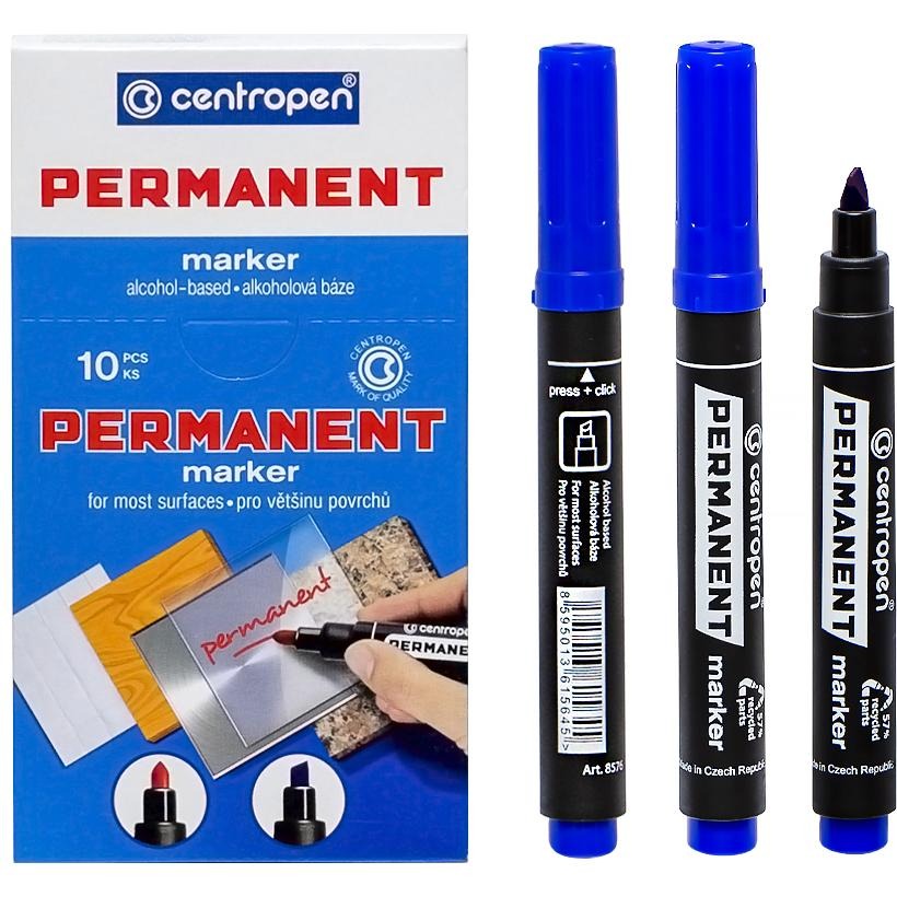 Маркер "Centropen" /8576/03/ перманентний, 1-4,6мм, синій (10)