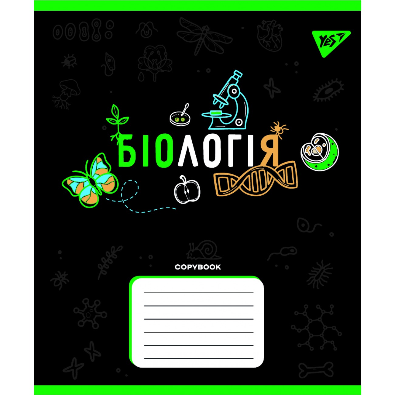 Student's notebook "YES" 48 sheets # /767445/ "SUBJECT - BIOLOGY (Black) selected hybrid varnish (5/200)