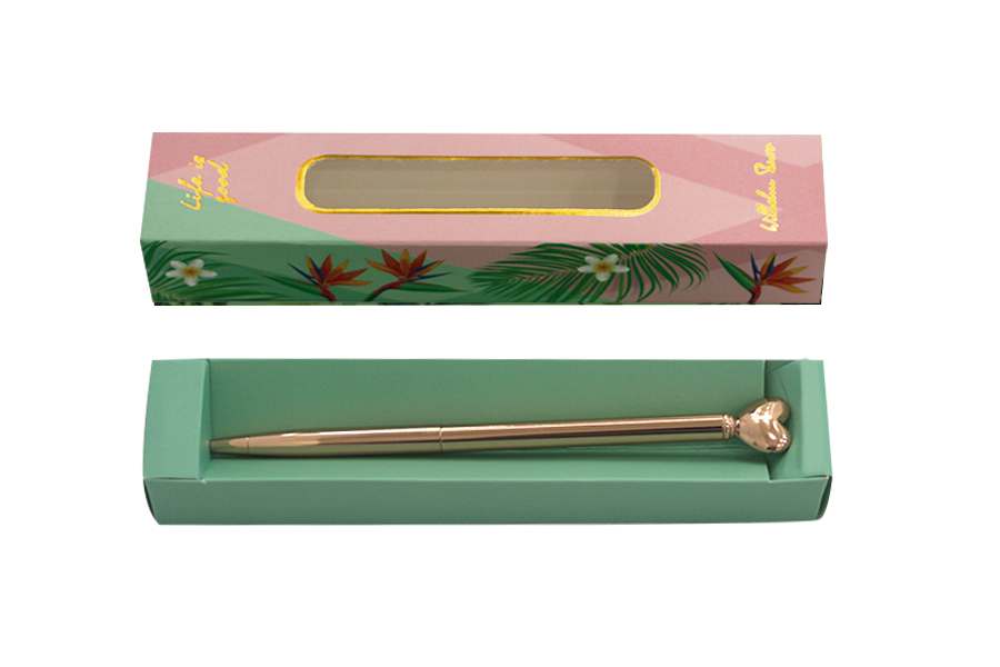 Gift ballpoint pen "WB" /WB160/ rotary, metallized, rose gold heart (1/100)