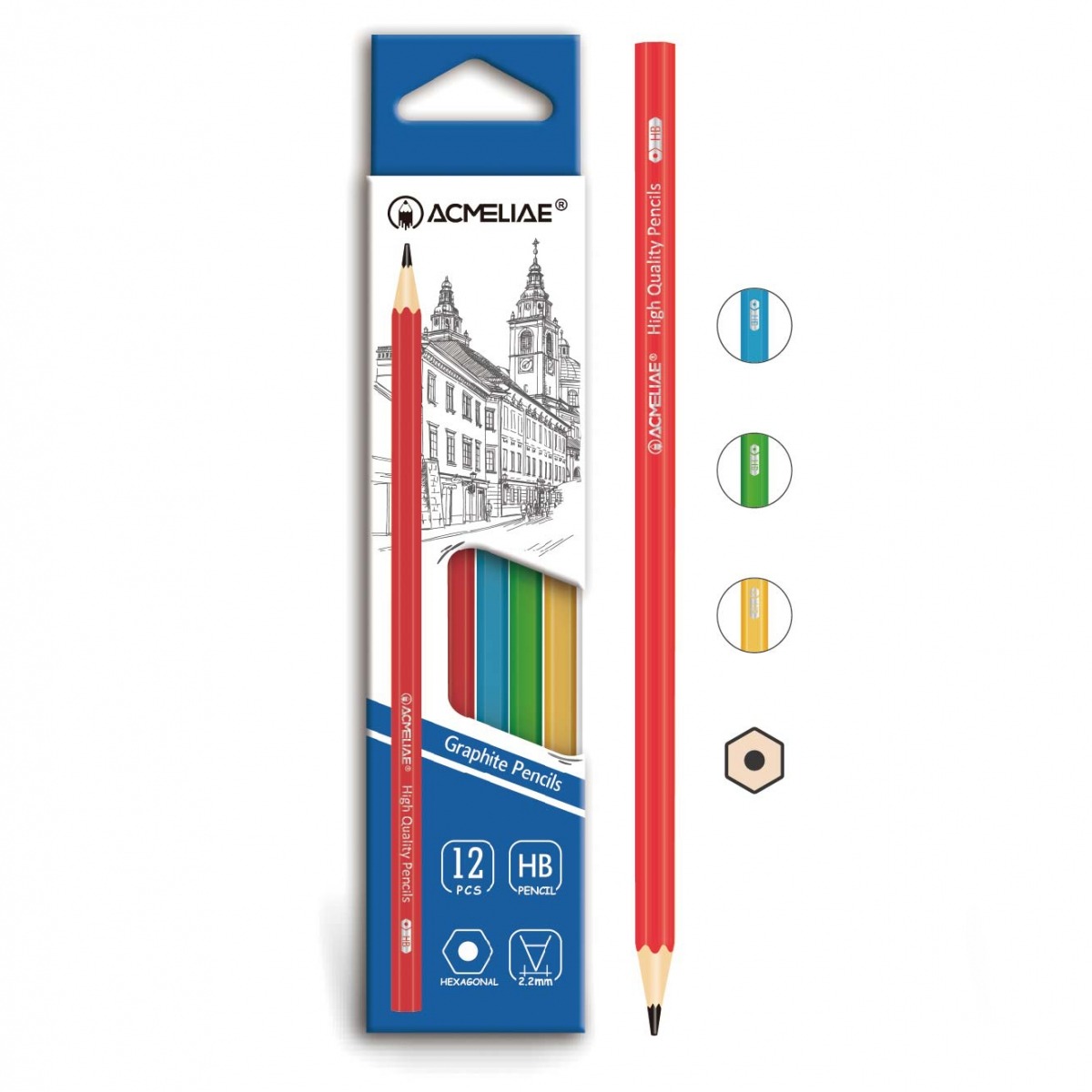 Pencil h/g "Acmeliae" /43513/ HB hexagonal body, mix (12/144)