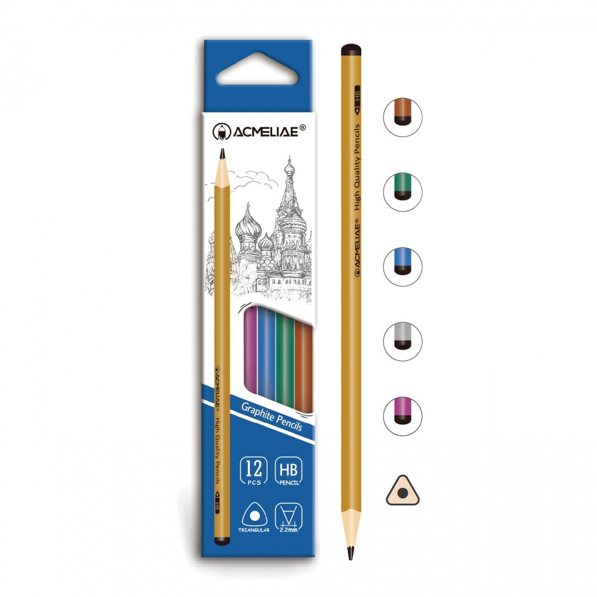 Pencil h/g "Acmeliae" /43517/ HB "Metalik" triangular body, 2.2 mm, mix (12/144)