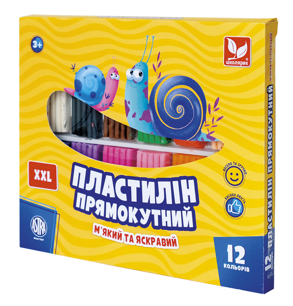 Plasticine wax "Schoolboy" 12 pcs. rectangular /303117001-UA/ 276 g (1/12)