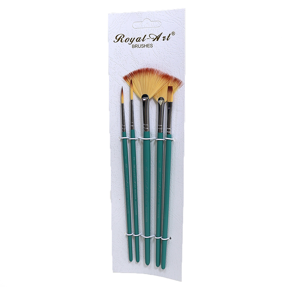 Set of brushes "Royal-Art" nylon /RA-135/ -2 round + 1 flat + 2 fan (No. 1,3,5,4,2) (1/24)