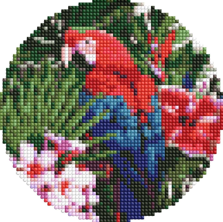 Diamond mosaic "Ideyka" /AM-R7918/ "Bright parrot" ø19cm