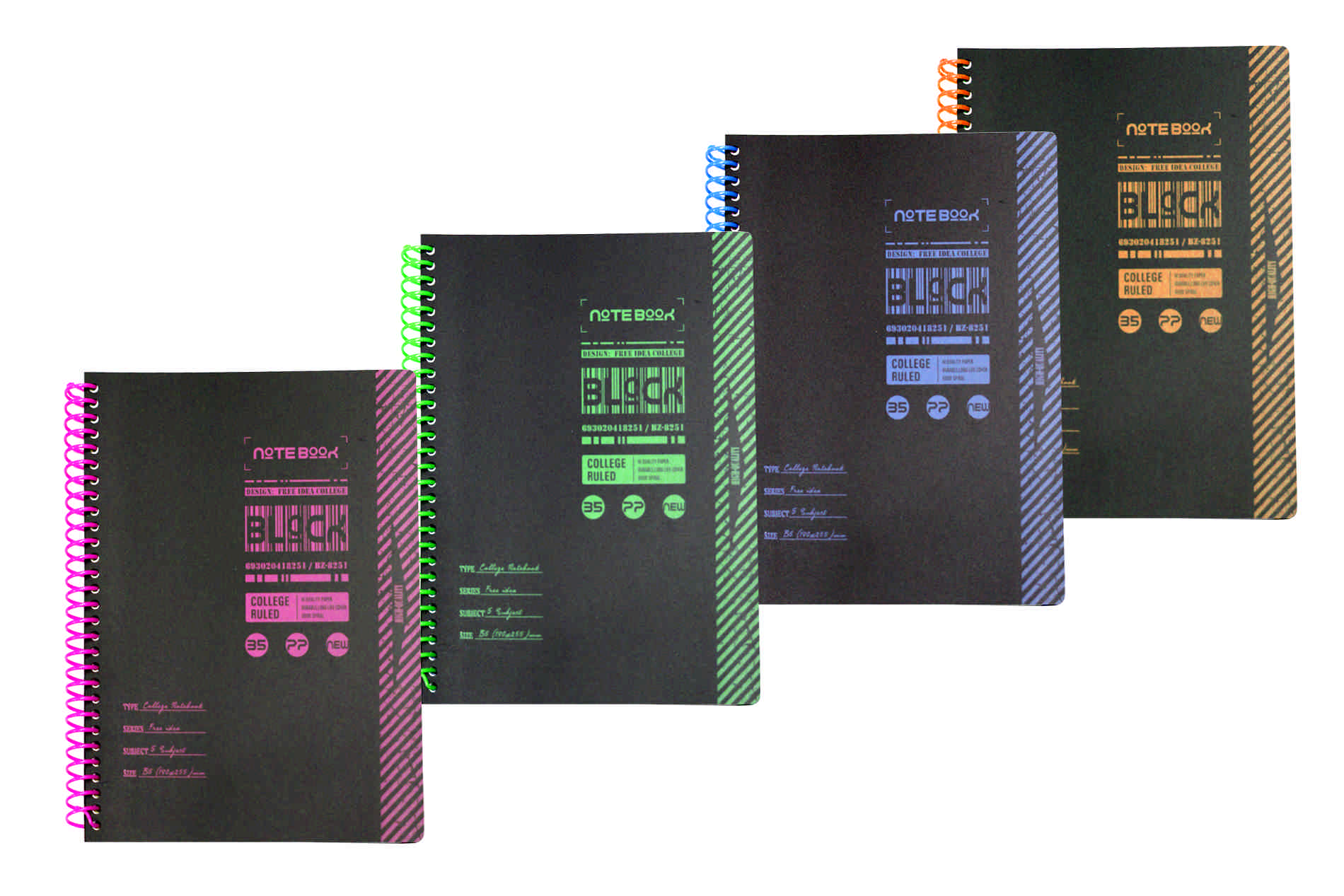 Notebook A5/120 sheets. "WB" /A5-8251/ on a 70g spiral, plastic cover, 5 dividers (1/12/120)