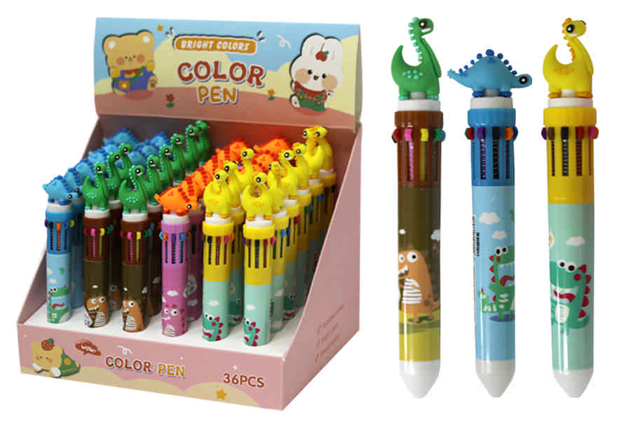 Ballpoint pen "WB" /SM-10-1/ 10 colors Dinosaurs (36/1296)