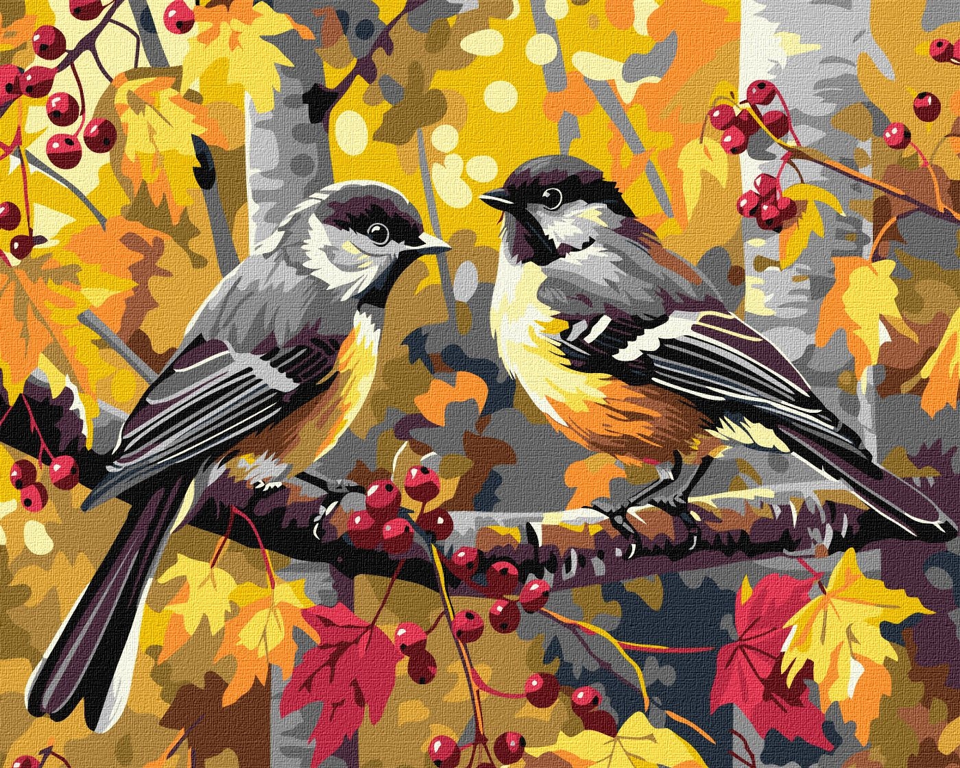 Painting by numbers "Ideyka" /KHO6637/ "A pair of little tits" 40*50 cm