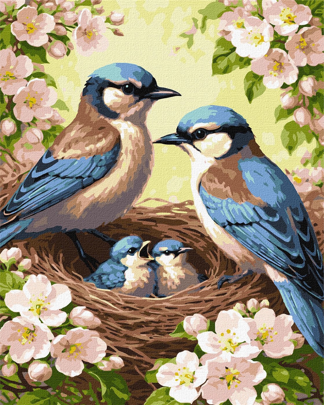 Picture by number "Ideyka" /KHO6941/ "A family of titmouses in bloom" 40*50 cm