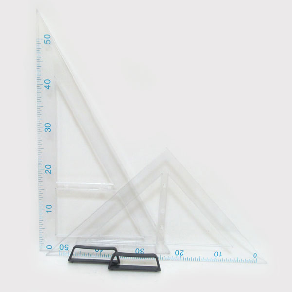 Set of rulers for the board "JO" /0214/ transparent plastic, 2 triangles, (30*60 and 45*45) - 50 cm (1/50)