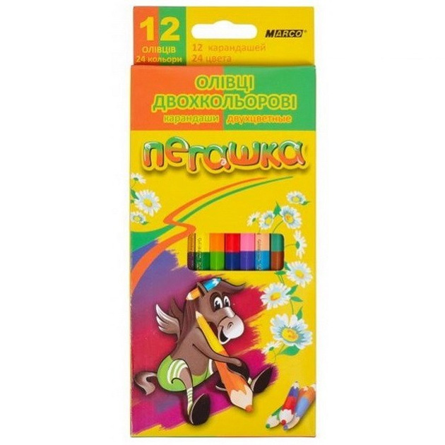 Colored pencils "Marco Pegashka" 24 colors/12 pcs /1011-12SV/ DOUBLE SIDED (12/240)