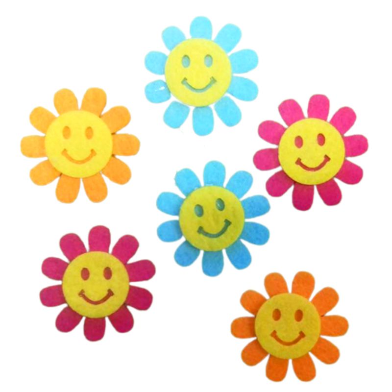 Blank "Diamond handles" /120575/ "Flower with a smile" 4.5 cm, color mix, 30 pcs in a pack.