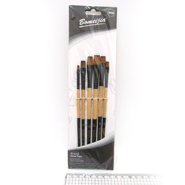 Set of brushes "JO" nylon /7667/ 6 pcs (2,4,6,8,10,12) flat (1/36/360)