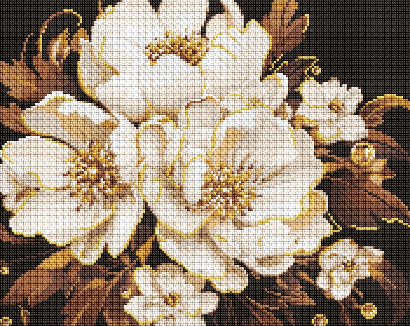 Diamond mosaic "Ideyka" /AMO8006/ "White tenderness" with AB rhinestones 40*50cm
