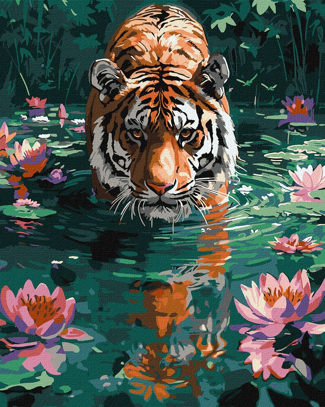 Painting by numbers "Ideyka" /KHO6614/ "Tiger on the hunt" 40*50cm