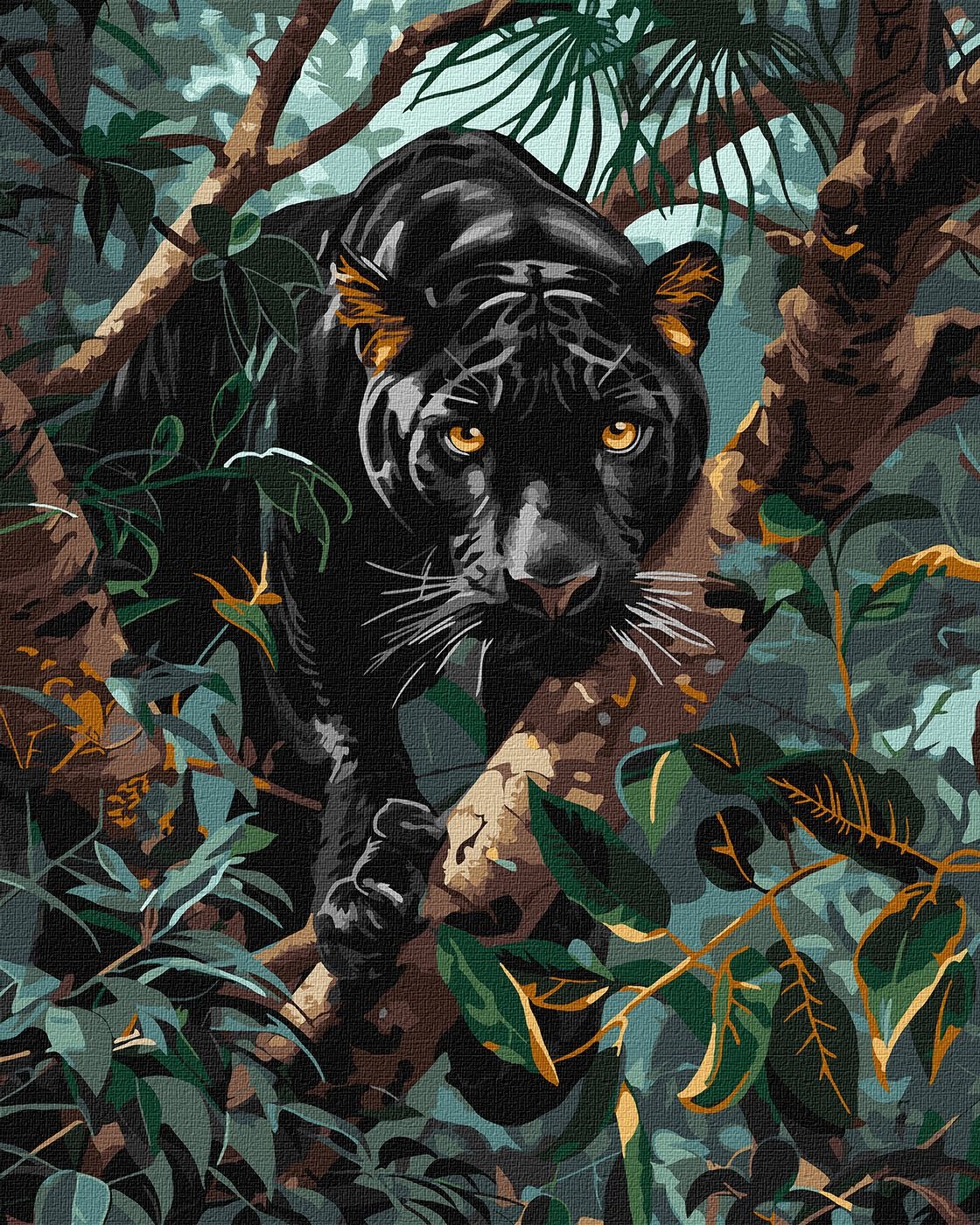 Paint by number "Ideyka" /KHO6619/ "Graceful panther with metallic colors" 40*50 cm