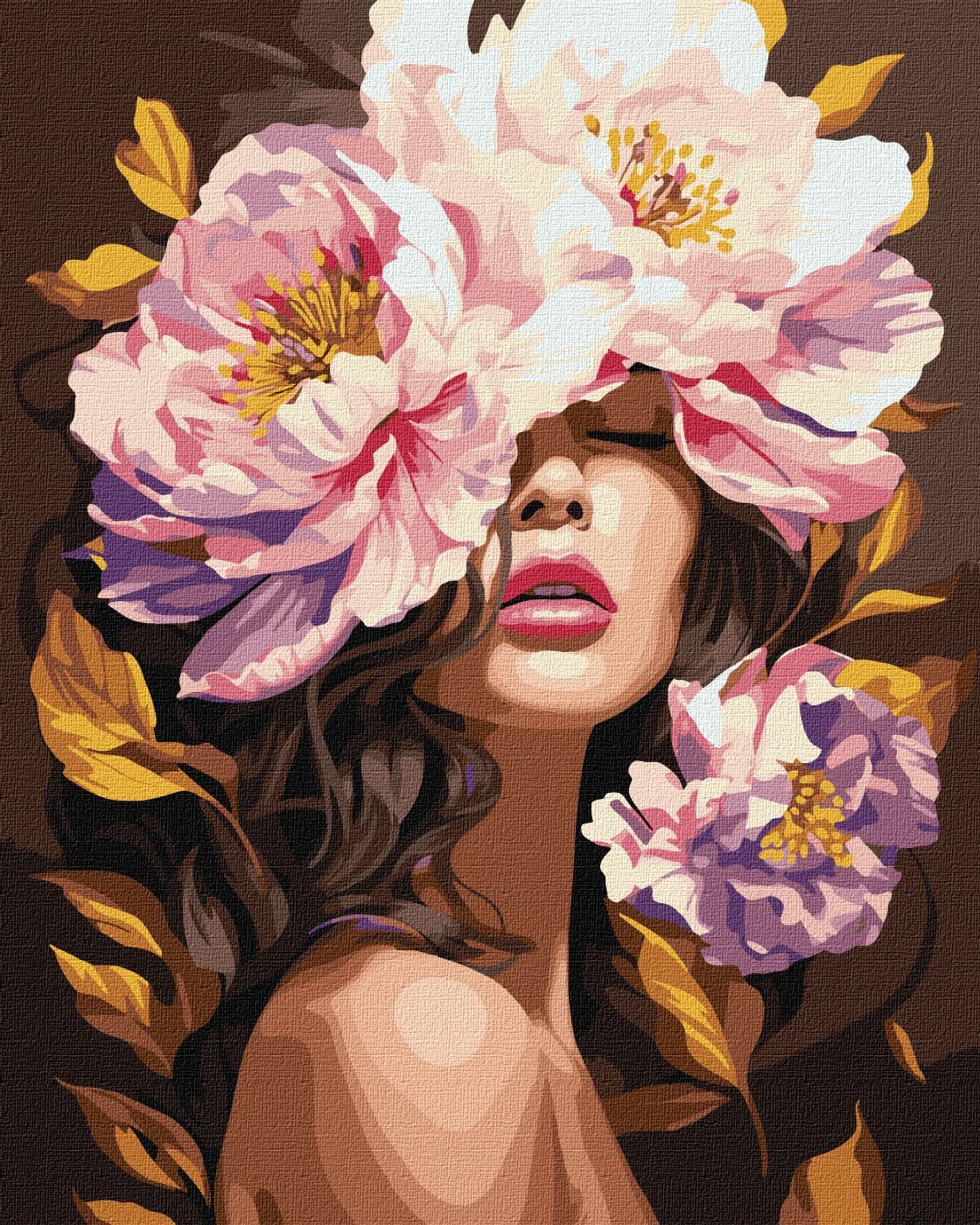 Picture by number "Ideyka" /KHO8443/ "In the aroma of peonies with metallic colors" 40*50 cm
