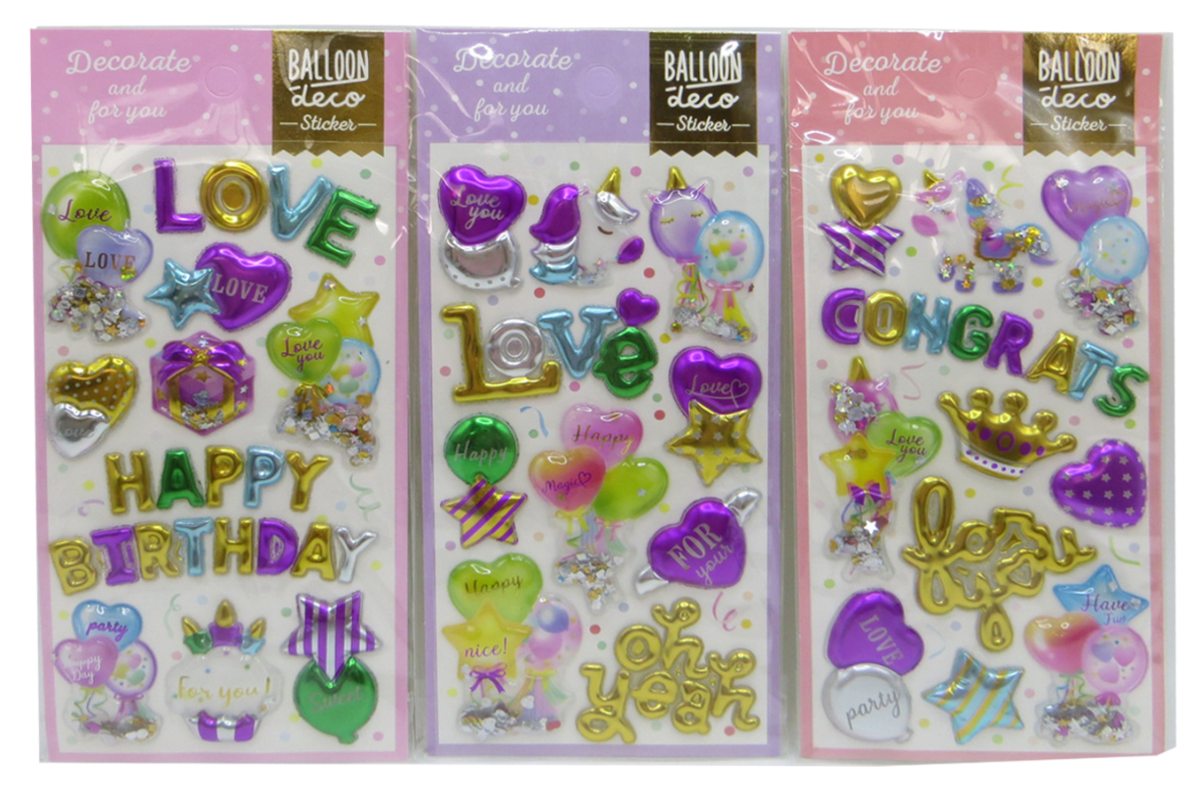 Sticker /ST-4512/ three-dimensional "Greetings-loose sequins" 22*9.5cm, mix (12/600)