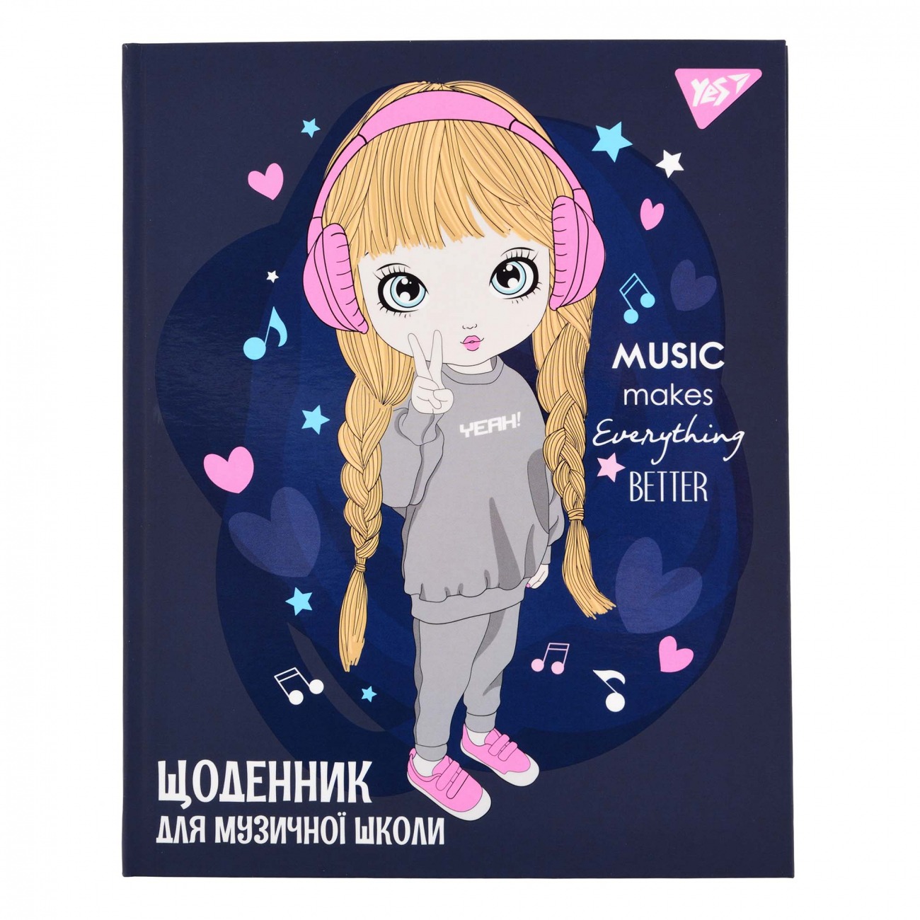 Щоденник для музичної школи "YES" /911588/ " Cool girl" iнтегр., софт-тач + Уф-виб. (1/24)